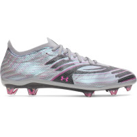 Under Armour Shadow Elite 4 Mach Gras Voetbalschoenen (FG) Grijs Zwart Roze