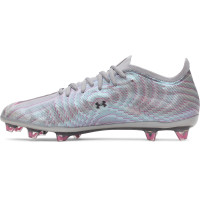 Under Armour Shadow Elite 4 Mach Gras Voetbalschoenen (FG) Grijs Zwart Roze