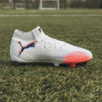 PUMA Future 8 Ultimate Gras Football Boots (FG) White Bright Red Blue