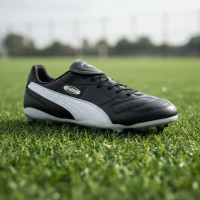 PUMA King Liga Gras / Kunstgras Voetbalschoenen (MG) Zwart Zilver Wit