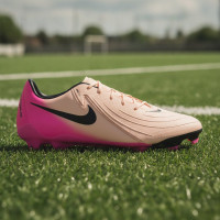 Nike Phantom GX II Academy Gras / Kunstgras Voetbalschoenen (MG) Zalmroze Felroze Zwart