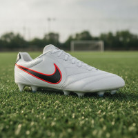 Nike Tiempo Ligera Pro Gras Voetbalschoenen (FG) Wit Zwart Felrood