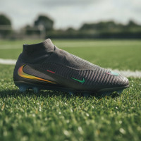 Nike Phantom 6 High LV8 Elite Gras Voetbalschoenen (FG) Donkergrijs Oranje Multicolor