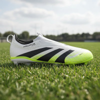 adidas Predator League Laceless Grass/Artificial Grass Football Boots (MG) Kids White Black Neon Yellow