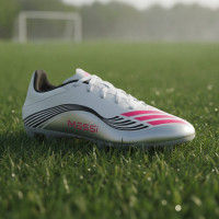 adidas F50 Messi Club Gras / Kunstgras Voetbalschoenen (MG) Wit Zilver Rood