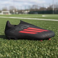 adidas F50 League Veterloze Gras / Kunstgras Voetbalschoenen (MG) Zwart Rood Donkergrijs