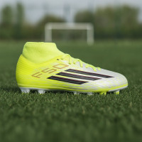 adidas F50 Club Mid Gras / Voetbalschoenen (MG) Kids Neongeel Zwart Rood