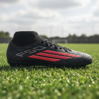 adidas F50 Club Mid Gras/Football Boots (MG) Kids Black Red Dark Grey