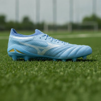 Mizuno Morelia Neo IV Beta Elite Gras Voetbalschoenen (FG) Blauw Grijs Goud