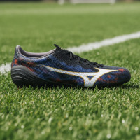 Mizuno Alpha III Japan Gras Voetbalschoenen (FG) Zwart Blauw Rood Goud