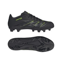 adidas Predator Club Grass/Artificial Grass Football Boots (MG) Black Dark Grey Neon Yellow