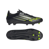 adidas F50 League Gras / Kunstgras Voetbalschoenen (MG) Zwart Zilver Neongeel