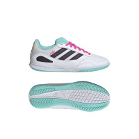 adidas Super Sala III Indoor Football Boots (IN) Kids White Black Turquoise Pink