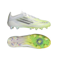 adidas F50 Sparkfusion Elite Low Gras / Kunstgras Voetbalschoenen (MG) Dames Wit Grijs Neongeel