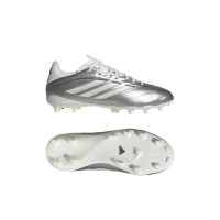 adidas Copa Pure IV League Gras Voetbalschoenen (FG) Kids Zilver Wit Donkergrijs