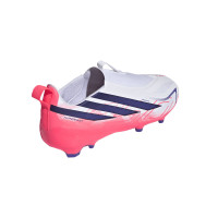 adidas F50 Hyperfast League Veterloze Gras Voetbalschoenen (FG) Kids Wit Paars Roze