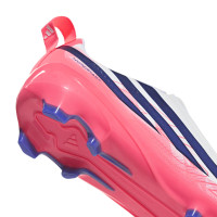 adidas F50 Hyperfast League Veterloze Gras Voetbalschoenen (FG) Kids Wit Paars Roze