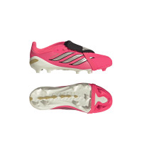 adidas Predator Elite FT Gras Voetbalschoenen (FG) Kids Felroze Zilvergrijs Zwart Goud