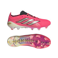 adidas Predator Elite Gazon Naturel Chaussures de Foot (FG) Rose Vif Gris Argenté Noir Doré