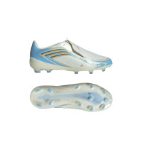 adidas F50 Messi Elite Gras Voetbalschoenen (FG) Kids Wit Lichtblauw Goud