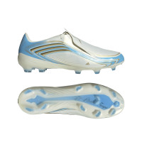 adidas F50 Messi Pro Gras Voetbalschoenen (FG) Wit Lichtblauw Goud