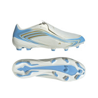 adidas F50 Messi League Gras Voetbalschoenen (FG) Wit Lichtblauw Goud