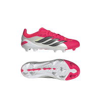 adidas Predator Elite Gazon Naturel Chaussures de Foot (FG) Enfants Rouge Blanc Noir