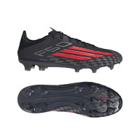 adidas F50 Pro Gras Voetbalschoenen (FG) Zwart Rood Donkergrijs
