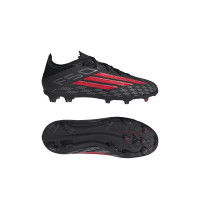 adidas F50 Elite Gras Voetbalschoenen (FG) Kids Zwart Rood Donkergrijs