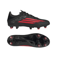 adidas F50 League IJzeren-Nop Voetbalschoenen (SG) Zwart Rood Donkergrijs