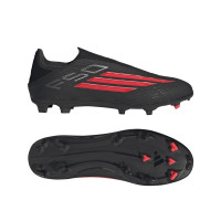 adidas F50 League Veterloze Gras / Kunstgras Voetbalschoenen (MG) Zwart Rood Donkergrijs