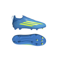adidas F50 League Veterloze Gras / Kunstgras Voetbalschoenen (MG) Kids Blauw Neongeel