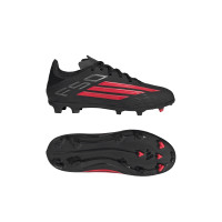 adidas F50 League Gras / Kunstgras Voetbalschoenen (MG) Kids Zwart Rood Donkergrijs