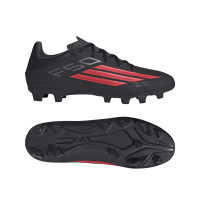 adidas F50 Club Gras / Kunstgras Voetbalschoenen (MG) Zwart Rood Donkergrijs