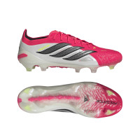 adidas Predator Elite Gazon Naturel Chaussures de Foot (FG) Rouge Blanc Noir
