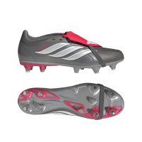 adidas Predator League FT IJzeren-Nop Voetbalschoenen (SG) Donkergrijs Wit Zilver Rood