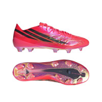adidas F50 Hyperfast EVO Gras Voetbalschoenen (FG) Felroze Zwart Goud Wit