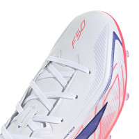 adidas F50 Hyperfast Elite Gras Football Boots (FG) Kids White Purple Pink