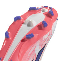 adidas F50 Hyperfast League Mid Gras Voetbalschoenen (FG) Wit Paars Roze