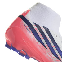 adidas F50 Hyperfast League Mid Gras Voetbalschoenen (FG) Wit Paars Roze