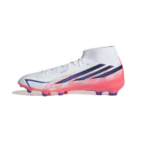 adidas F50 Hyperfast League Mid Gras Voetbalschoenen (FG) Wit Paars Roze