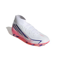 adidas F50 Hyperfast League Mid Gras Voetbalschoenen (FG) Wit Paars Roze