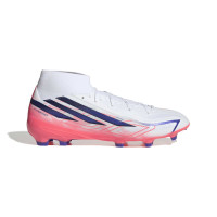 adidas F50 Hyperfast League Mid Gras Voetbalschoenen (FG) Wit Paars Roze