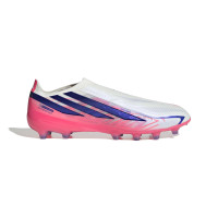 adidas F50 Hyperfast Pro Veterloze Kunstgras Voetbalschoenen (AG) Wit Paars Roze