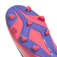 adidas F50 Hyperfast Club Mid Gras / Kunstgras Voetbalschoenen (MG) Kids Wit Paars Roze