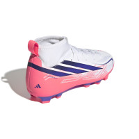 adidas F50 Hyperfast Club Mid Gras / Kunstgras Voetbalschoenen (MG) Kids Wit Paars Roze