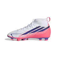 adidas F50 Hyperfast Club Mid Gras / Kunstgras Voetbalschoenen (MG) Kids Wit Paars Roze