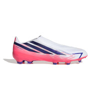 adidas F50 Hyperfast League Laceless Grass Football Boots (FG) White Purple Pink