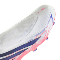 adidas F50 Hyperfast League Laceless Grass Football Boots (FG) White Purple Pink