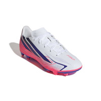 adidas F50 Hyperfast Club Gras / Kunstgras Voetbalschoenen (MG) Kids Wit Paars Roze